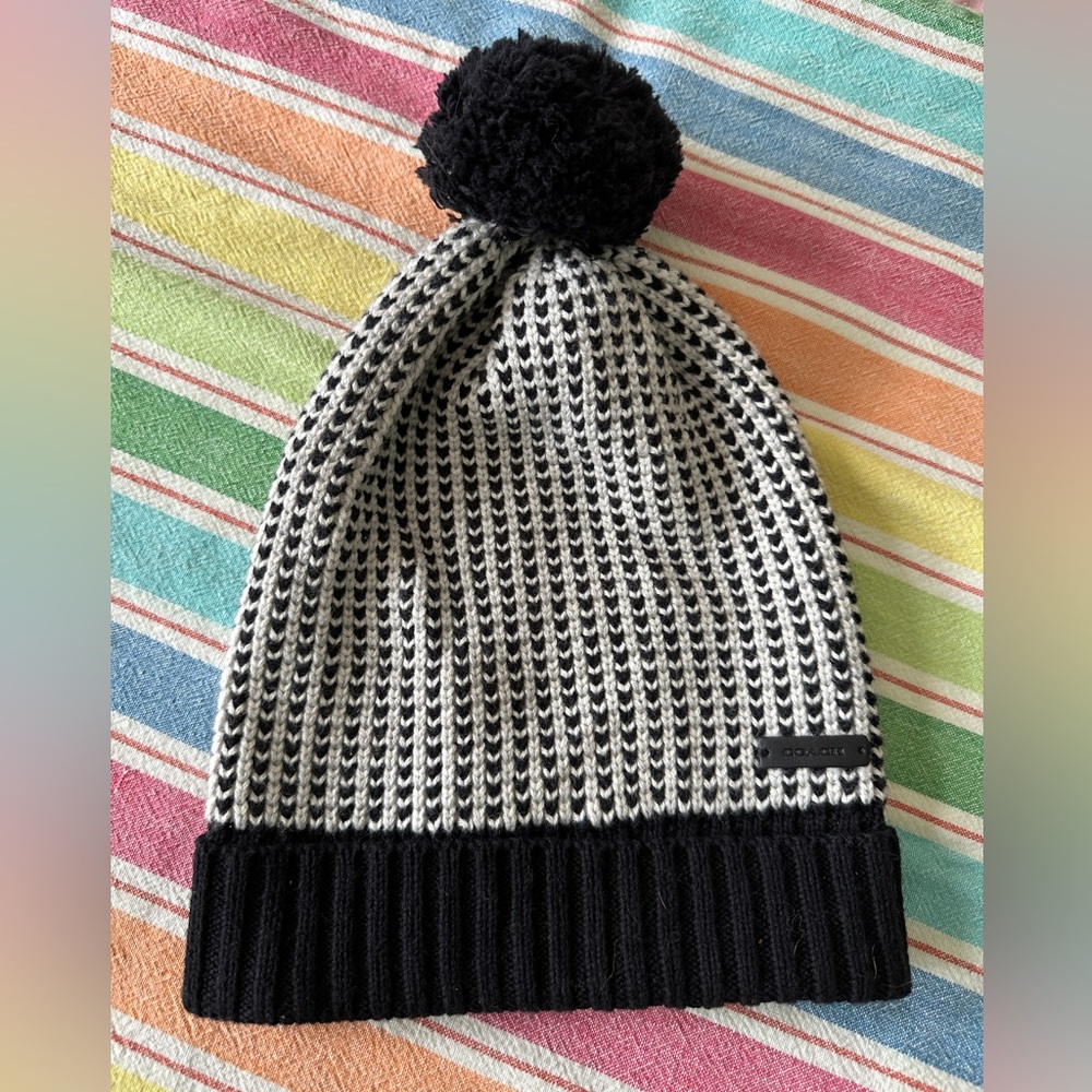 Coach Black and White Beanie